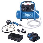 SCHEPPACH C-ACT160/6-X-SET S2 2X20 V IXES AKU BEZOLEJOVÝ KOMPRESOR 6 L + 2X 2AH BATERIE + DUÁLNÍ NABÍJEČKA 2,4 A - AKU KOMPRESORY{% if kategorie.adresa_nazvy[0] != zbozi.kategorie.nazev %} - AKU NÁŘADÍ{% endif %}