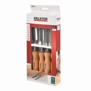 KREATOR KRTH23603 DLÁTA NA DŘEVO SADA 6, 12, 18, 24MM 4KS DŘEVĚNÁ RUKOJEŤ - DLÁTA - RUČNÍ NÁŘADÍ