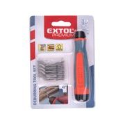 EXTOL PREMIUM ODHROTOVAČ UNIVERZÁLNÍ, DŘÍK 3,2MM +10KS NÁHRADNÍCH ČEPELÍ, HSS M35 (5% CO), 8803680 - PILNÍKY, RAŠPLE, HOBLÍKY - RUČNÍ NÁŘADÍ