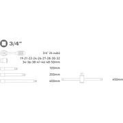 EXTOL PREMIUM HLAVICE NÁSTRČNÉ, SADA 22KS, 3/4", 8818350 - GOLA SADY - RUČNÍ NÁŘADÍ