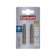 FORTUM HROT KŘÍŽOVÝ POZIDRIV, SADA 2KS, PZ 2X50MM,TITAN. ÚPRAVA, S2, 4741382 - STANDARDNÍ BITY PZ - PŘÍSLUŠENSTVÍ