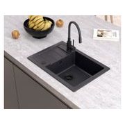 MUSA BATERIE DŘEZOVÁ/UMYVADLOVÁ MAGGIE, STOJÁNKOVÁ S ČERNÝM FLEXIBILNÍM RAMÍNKEM, KARBONOVĚ ČERNÁ, 831024 - UMYVADLOVÉ BATERIE - SANITA
