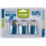 EXTOL CRAFT ZÁMKY VISACÍ SJEDNOCENÉ NA 1 KLÍČ, SADA 3 KS 38MM, 93101 - ZÁMKY VISACÍ - DÍLNA A GARÁŽ