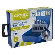 EXTOL CRAFT ZÁHLUBNÍKY KUŽELOVÉ 90°, SADA 6KS, O 6,3-20,5MM, HSS, 20094 - ZÁHLUBNÍKY - PŘÍSLUŠENSTVÍ