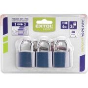 EXTOL CRAFT ZÁMKY VISACÍ SJEDNOCENÉ NA 1 KLÍČ, SADA 3 KS 38MM, 93101 - ZÁMKY VISACÍ - DÍLNA A GARÁŽ