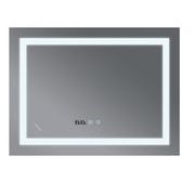 KOUPELNOVÉ ZRCADLO S LED OSVĚTLENÍM, PROTIZAMLŽOVACÍ FUNKCÍ, REGULACÍ JASU A HODINKAMI, MR02-80×80 W | MR02-80×80 WARM PROCRAFT - ZRCADLA{% if kategorie.adresa_nazvy[0] != zbozi.kategorie.nazev %} - SANITA{% endif %}