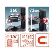 EXTOL PREMIUM DRŽÁK-STATIV NASTAVITELÝ, MAGNETICKÝ NA LASER/KAMERU, 1/4" ŠROUB, 8823920 - STATIVY - MĚŘÍCÍ TECHNIKA