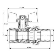 KULOVÝ KOHOUT SE ŠROUBENÍM, PŘÍMÝ, MOTÝL, ČERVENÝ, KR.227 3/4"FM | KR.227 3/4"FM PROCRAFT - PŘÍSLUŠENSTVÍ (KOHOUTY, ŠROUBENÍ,...) - SANITA