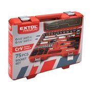 EXTOL PREMIUM HLAVICE NÁSTRČNÉ, SADA 75KS, 1/4", 1/2", 6521 - GOLA SADY - RUČNÍ NÁŘADÍ