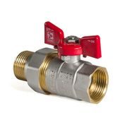 KULOVÝ KOHOUT SE ŠROUBENÍM, PŘÍMÝ, MOTÝL, ČERVENÝ, KR.227 1"FM | KR.227 1"FM PROCRAFT - PŘÍSLUŠENSTVÍ (KOHOUTY, ŠROUBENÍ,...) - SANITA