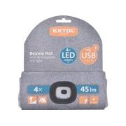 EXTOL LIGHT ČEPICE S ČELOVKOU 4X45LM, USB NABÍJENÍ, ŠEDÁ, UNIVERZÁLNÍ VELIKOST, 73% ACRYL A 27% POLYESTER, 43195 - ČEPICE, KŠILTOVKY, PONOŽKY A JINÉ - PŘÍSLUŠENSTVÍ