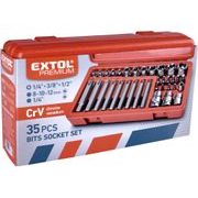 EXTOL PREMIUM HLAVICE A HROTY TORX SADA 35KS, 1/4",3/8", 1/2", CRV, 8818211 - KLIČE TORX - RUČNÍ NÁŘADÍ