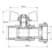 KULOVÝ KOHOUT S PŘEVLEČNOU MATICÍ, PŘÍMÝ, MOTÝL,ČERVENÝ, KR.220 1/2"FM | KR.220 1/2"FM PROCRAFT - PŘÍSLUŠENSTVÍ (KOHOUTY, ŠROUBENÍ,...) - SANITA