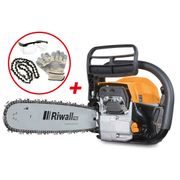 RIWALL PRO RPCS 5140 SET ŘETĚZOVÁ PILA S BENZINOVÝM MOTOREM 49 CCM + NÁHRADNÍ ŘETĚZ + RUKAVICE + OCHRANNÉ BRÝLE - MOTOROVÉ (BENZÍNOVÉ) ŘETĚZOVÉ PILY{% if kategorie.adresa_nazvy[0] != zbozi.kategorie.nazev %} - ZAHRADA{% endif %}