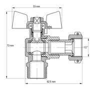 KULOVÝ KOHOUT S PŘEVLEČNOU MATICÍ, ROHOVÝ, MOTÝL, ČERVENÝ, KR.221 1/2"FM | KR.221 1/2"FM PROCRAFT - PŘÍSLUŠENSTVÍ (KOHOUTY, ŠROUBENÍ,...) - SANITA