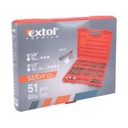 EXTOL PREMIUM HROTY IMBUS-TORX-XZN, SADA 51KS, PRO RÁČNY 3/8", 1/2", S2, 8818200 - GOLA SADY - RUČNÍ NÁŘADÍ