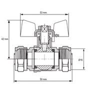 KULOVÝ KOHOUT SE SVĚRNÝM ŠROUBENÍM, MOTÝL, ČERVENÝ, KR.353 Ø16×Ø16 | KR.353 Ø16×Ø16 PROCRAFT - PŘÍSLUŠENSTVÍ (KOHOUTY, ŠROUBENÍ,...) - SANITA