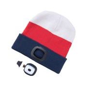 EXTOL LIGHT ČEPICE S ČELOVKOU 4X45LM, USB NABÍJENÍ, BÍLO-ČERVENO-MODRÁ, UNIVERZÁLNÍ VELIKOST, 73% ACRYL A 27% POLYESTER, 43450 - ČEPICE, KŠILTOVKY, PONOŽKY A JINÉ - PŘÍSLUŠENSTVÍ