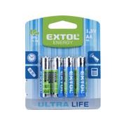 EXTOL ENERGY BATERIE ZINK-CHLORIDOVÉ, 4KS, 1,5V AA (R6), 42001 - BATERIE AA, AAA, 9V ... - DŮM A DOMÁCNOST, ELEKTRO..