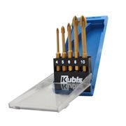 VRTÁK DO SKLA A KERAMIKU 4 BŘITĚ, SADA 5 KS, 4/5/6/8/10 MM, TIN, YG6X | 07-01-2005 KUBIS - VRTÁKY DO SKLA A KERAMIKY - PŘÍSLUŠENSTVÍ