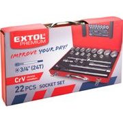 EXTOL PREMIUM HLAVICE NÁSTRČNÉ, SADA 22KS, 3/4", 8818350 - GOLA SADY - RUČNÍ NÁŘADÍ