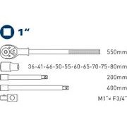 FORTUM HLAVICE NÁSTRČNÉ, SADA 15KS, 1", 4704012 - GOLA SADY - RUČNÍ NÁŘADÍ