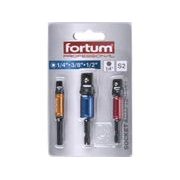FORTUM ADAPTÉRY DO VRTAČKY S OTOČ.ÚCHYTEM 3KS, 1/4"-3/8"-1/2", S2, 4742203 - NÁSTAVCE A ADAPTÉRY - RUČNÍ NÁŘADÍ