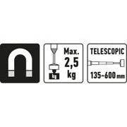 EXTOL CRAFT MAGNET S TELESKOPICKOU RUKOJETÍ, 135-600MM, 543 - RUČNÍ NÁŘADÍ
