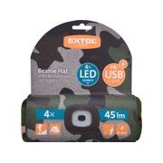 EXTOL LIGHT ČEPICE S ČELOVKOU 4X45LM, USB NABÍJENÍ, MASKOVACÍ, UNIVERZÁLNÍ VELIKOST, 100% ACRYL, 43464 - ČEPICE, KŠILTOVKY, PONOŽKY A JINÉ - PŘÍSLUŠENSTVÍ