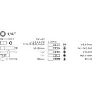 EXTOL PREMIUM HLAVICE NÁSTRČNÉ, SADA 30KS, 1/4", CRV, 8818361 - GOLA SADY - RUČNÍ NÁŘADÍ