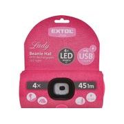 EXTOL LIGHT ČEPICE S ČELOVKOU 4X45LM, USB NABÍJENÍ, RŮŽOVÁ, UNIVERZÁLNÍ VELIKOST, 73% ACRYL A 27% POLYESTER, 43193 - ČEPICE, KŠILTOVKY, PONOŽKY A JINÉ - PŘÍSLUŠENSTVÍ