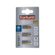 FORTUM HROT KŘÍŽOVÝ PHILLIPS, SADA 3KS, PH 1X25MM,TITAN. ÚPRAVA, S2, 4741271 - STANDARDNÍ BITY PH - PŘÍSLUŠENSTVÍ