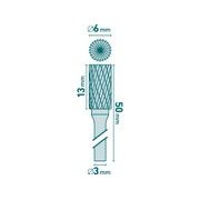 EXTOL INDUSTRIAL FRÉZA KARBIDOVÁ, VÁLCOVÁ S ČELNÍM OZUBENÍM, ⌀6X13MM, ⌀STOPKY 3MM, SEK STŘEDNÍ (DOUBLE-CUT), 8703813 - STOPKOVÉ FRÉZKY - PŘÍSLUŠENSTVÍ