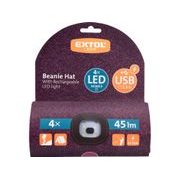 EXTOL LIGHT ČEPICE S ČELOVKOU 4X45LM, USB NABÍJENÍ, FIALOVÁ/ČERNÁ, UNIVERZÁLNÍ VELIKOST, 100% ACRYL, 43461 - OCHRANNÉ POMŮCKY - PŘÍSLUŠENSTVÍ