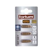 FORTUM HROT KŘÍŽOVÝ POZIDRIV, SADA 3KS, PZ 3X25MM,TITAN. ÚPRAVA, S2, 4741373 - STANDARDNÍ BITY PZ - PŘÍSLUŠENSTVÍ