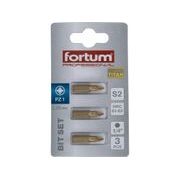 FORTUM HROT KŘÍŽOVÝ POZIDRIV, SADA 3KS, PZ 1X25MM,TITAN. ÚPRAVA, S2, 4741371 - STANDARDNÍ BITY PZ - PŘÍSLUŠENSTVÍ