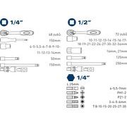 FORTUM HLAVICE NÁSTRČNÉ, SADA 60KS, 1/4", 1/2", 4700011 - GOLA SADY - RUČNÍ NÁŘADÍ