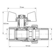 KULOVÝ KOHOUT SE ŠROUBENÍM, PŘÍMÝ, MOTÝL, ČERVENÝ, KR.227 1"FM | KR.227 1"FM PROCRAFT - PŘÍSLUŠENSTVÍ (KOHOUTY, ŠROUBENÍ,...) - SANITA