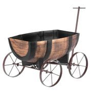 KVĚTINÁČ WOODEFF WHISKEY BAREL WAGON, 41,5X29X19CM - KVĚTINÁČE - DŮM A DOMÁCNOST, ELEKTRO..