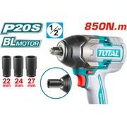 TOTAL UTAHOVÁK RÁZOVÝ AKU 1/2", BRUSHLESS, 850NM, 20 V LI-ION, BEZ BATERIE A NABÍJEČKY, INDUSTRIAL, TIWLI20851 - UTAHOVÁK BEZ AKU 18V - AKU NÁŘADÍ