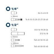 FORTUM HLAVICE NÁSTRČNÉ A ZÁSTRČNÉ TORX, SADA 32KS, 1/4", 1/2", 4700020 - GOLA SADY - RUČNÍ NÁŘADÍ