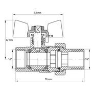 KULOVÝ KOHOUT SE ŠROUBENÍM, PŘÍMÝ, MOTÝL, BÍLÝ, KR.227.W 1/2"FM | KR.227.W 1/2"FM PROCRAFT - PŘÍSLUŠENSTVÍ (KOHOUTY, ŠROUBENÍ,...) - SANITA