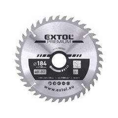 EXTOL PREMIUM kotouč pilový s SK plátky, O 184x3,0x30mm, 40T, 8803221