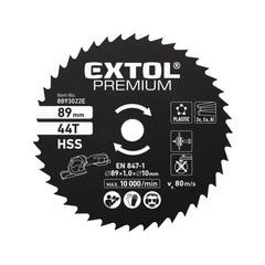 EXTOL PREMIUM kotouč pilový HSS, ⌀89×1×10mm, 44T, 8893022E