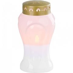 Kahan s LED svíčkou bílý 17cm MagicHome TG-26, na hrob, (součást balení 2xAA)