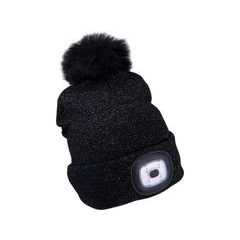 EXTOL LIGHT čepice s čelovkou 4x45lm, USB nabíjení, černá se třpytkou a bambulí, univerzální velikost, 90% acryl a 10% polyester, 43196