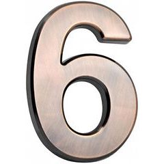Domovní číslo "6" MagicHome, s lepící páskou, bronzové, 70x100 mm, ABS