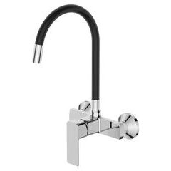 Dřezová baterie nastěnná s flexi výtokem MIXXUS PREMIUM KUBUS 005 REFL.BLACK, černá | KUBUS 005 REFL.BLACK Procraft