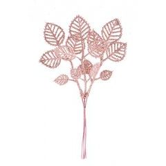 Větvička MagicHome lístky růžové-zlaté, 22cm
