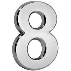 Domovní číslo "8" MagicHome, s lepící páskou, stříbrné, 70x100 mm, ABS